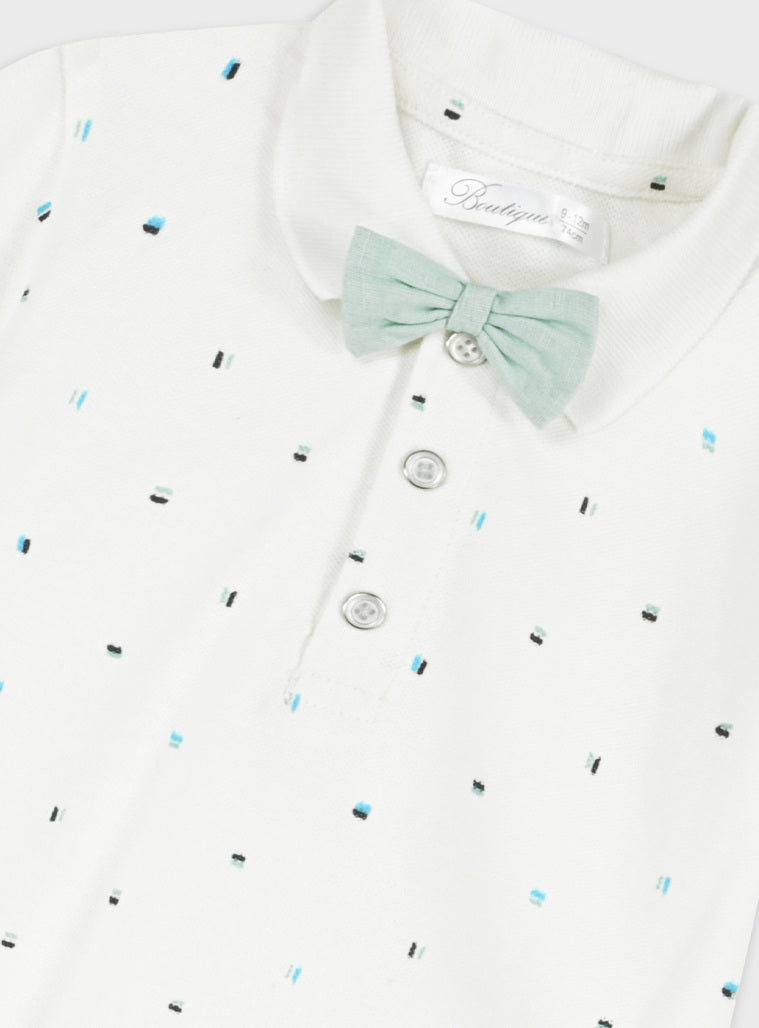 Conjunto Bebé Polo Algodão e Jardineiras Linho Verde Claro Energiers