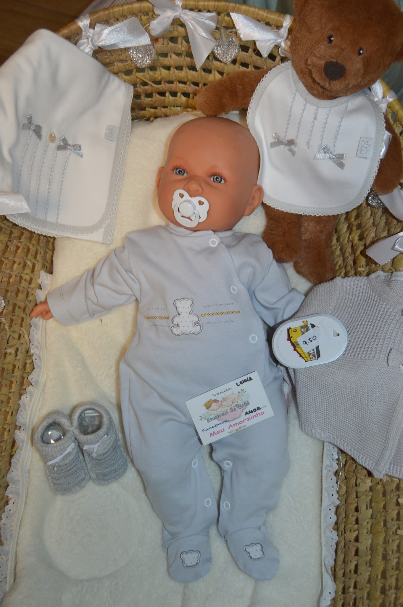 Babygrow de Algodão  Ursinho Cinzento