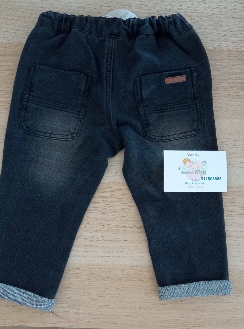 Calça de ganga preta elastica