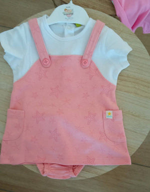 Conjunto de Algodão Vestidinho e Tapa Fraldas Estrelinhas