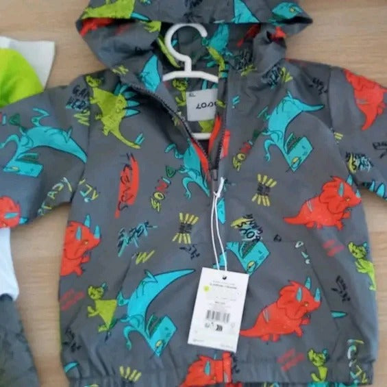 Casaco Parka com Carapuço Dinossauros