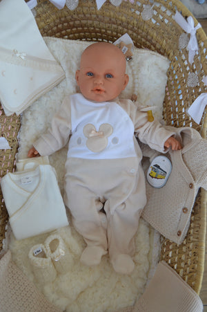 babygrow de veludo bege Minnie