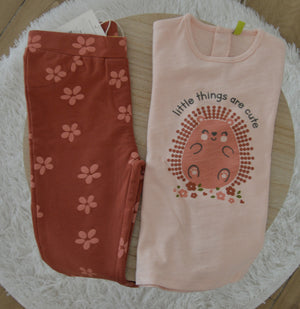 Legging cor de tijolo com flores