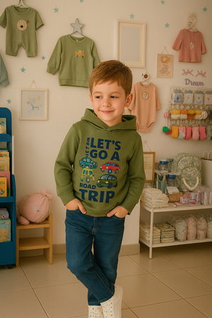 Sweatshirt Verde Menino – “Let’s Go on a Road Trip