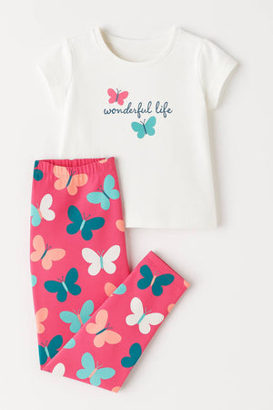 Conjunto de T-shirt com Legging Borboletas
