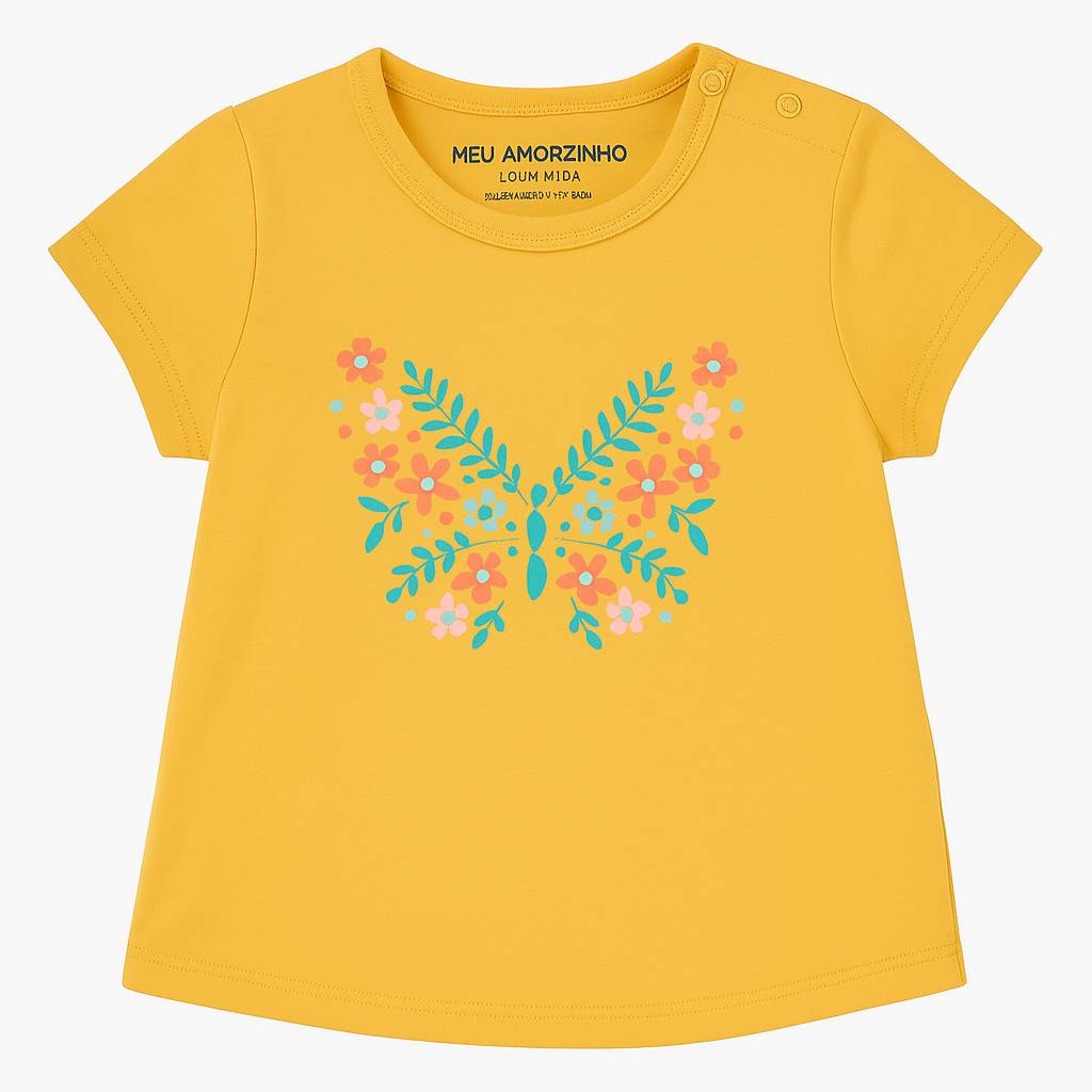 T-shirt de Manga Curta de Menina Flores do 6-9 meses ao 24-36 meses