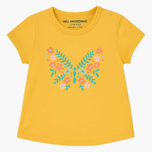 T-shirt de Manga Curta de Menina Flores do 6-9 meses ao 24-36 meses