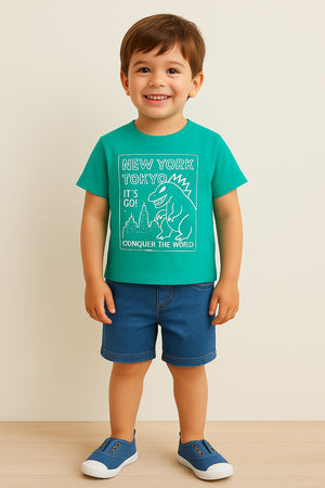 T-shirt “Conquer the World” – Dinossauro Aventura