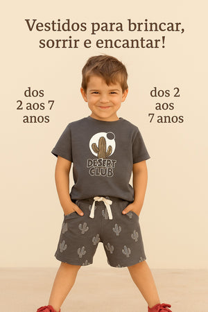 Calções “Cactus Cool” – Cinzento Estampado
