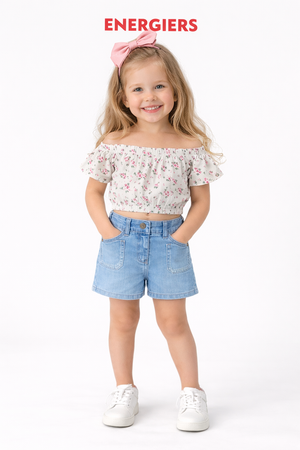 Top 100% Algodão Florzinhas Rosa | Menina 12 meses-6 Anos