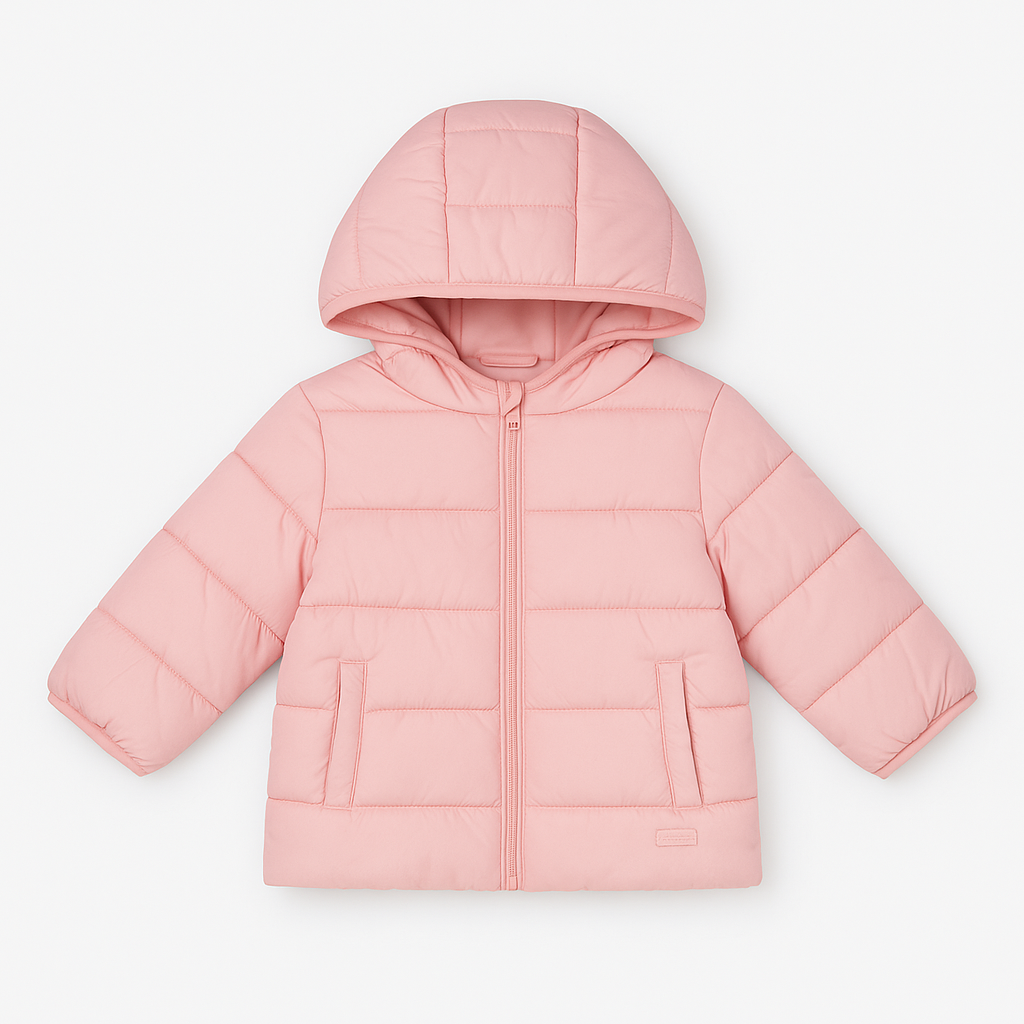 Casaco Acolchoado Rosa com Capuz