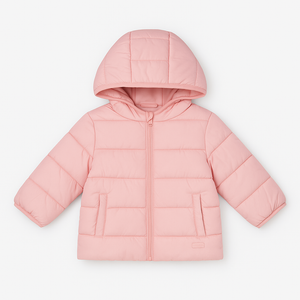 Casaco Acolchoado Rosa com Capuz