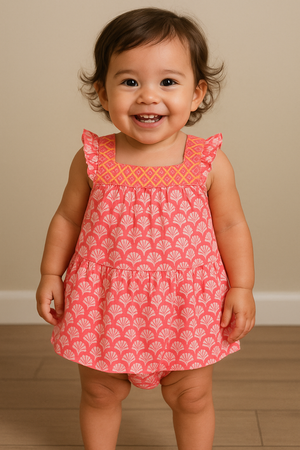 Vestidinho com tapa fraldinhas 1-3 meses ao tam 9-12 meses