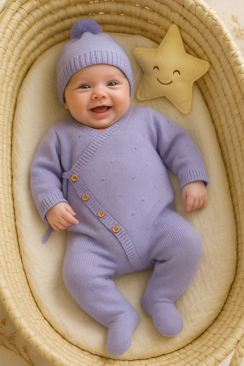 💜 Macacão Tricot Lilás com Gorro