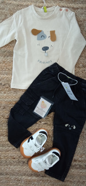 👕 Sweatshirt Bege “Friends” – Menino 6–36 meses