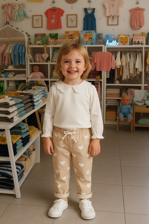 Sweatshirt Off-White Menina – Gola Bordada em Algodão