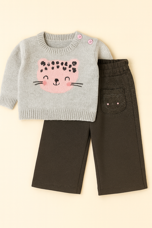 🐱 Pantalonas de Algodão quentinho com Bolso Gato – Dos 6 aos 36 Meses
