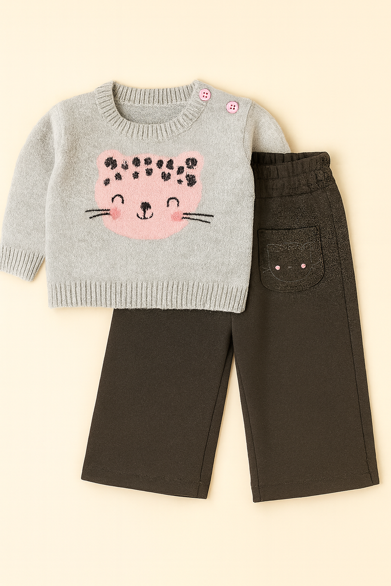 🐱 Pantalonas de Algodão quentinho com Bolso Gato – Dos 6 aos 36 Meses
