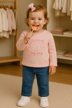 Calças de Ganga Elásticas para Bebé Menina – 6 aos 36 Meses