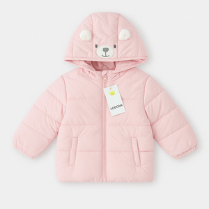 Casaco Acolchoado Rosa com Capuz de Ursinho 🐻