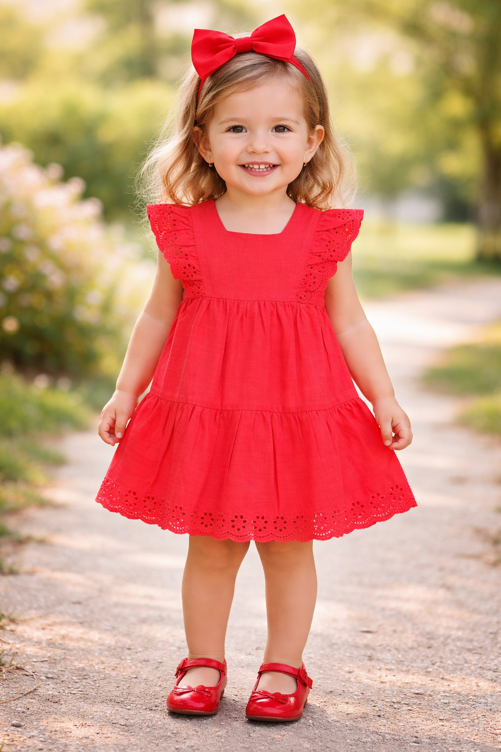 Vestido Bordado Inglês Bebé Menina | 100% Algodão 6-24 Meses