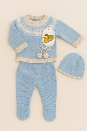 Conjunto de Malha para Bebé Azul Céu – Ideal para a Saída da Maternidade