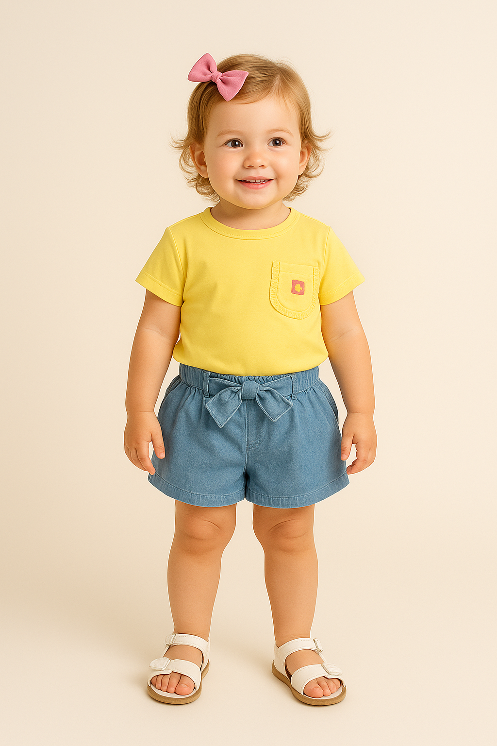 T-shirt de menina Bolsinho