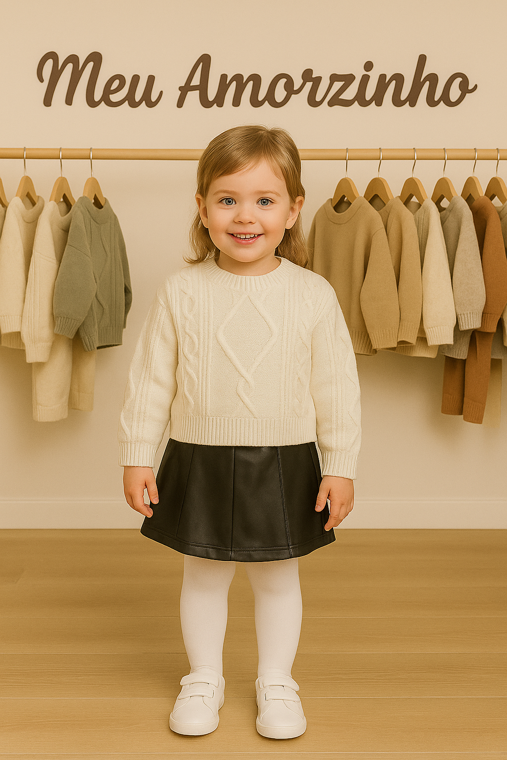 Saia-Calção Preta em Pele Sintética – Estilo e Conforto para Menina