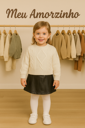 Saia-Calção Preta em Pele Sintética – Estilo e Conforto para Menina