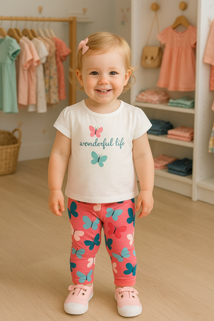 Conjunto de T-shirt com Legging Borboletas