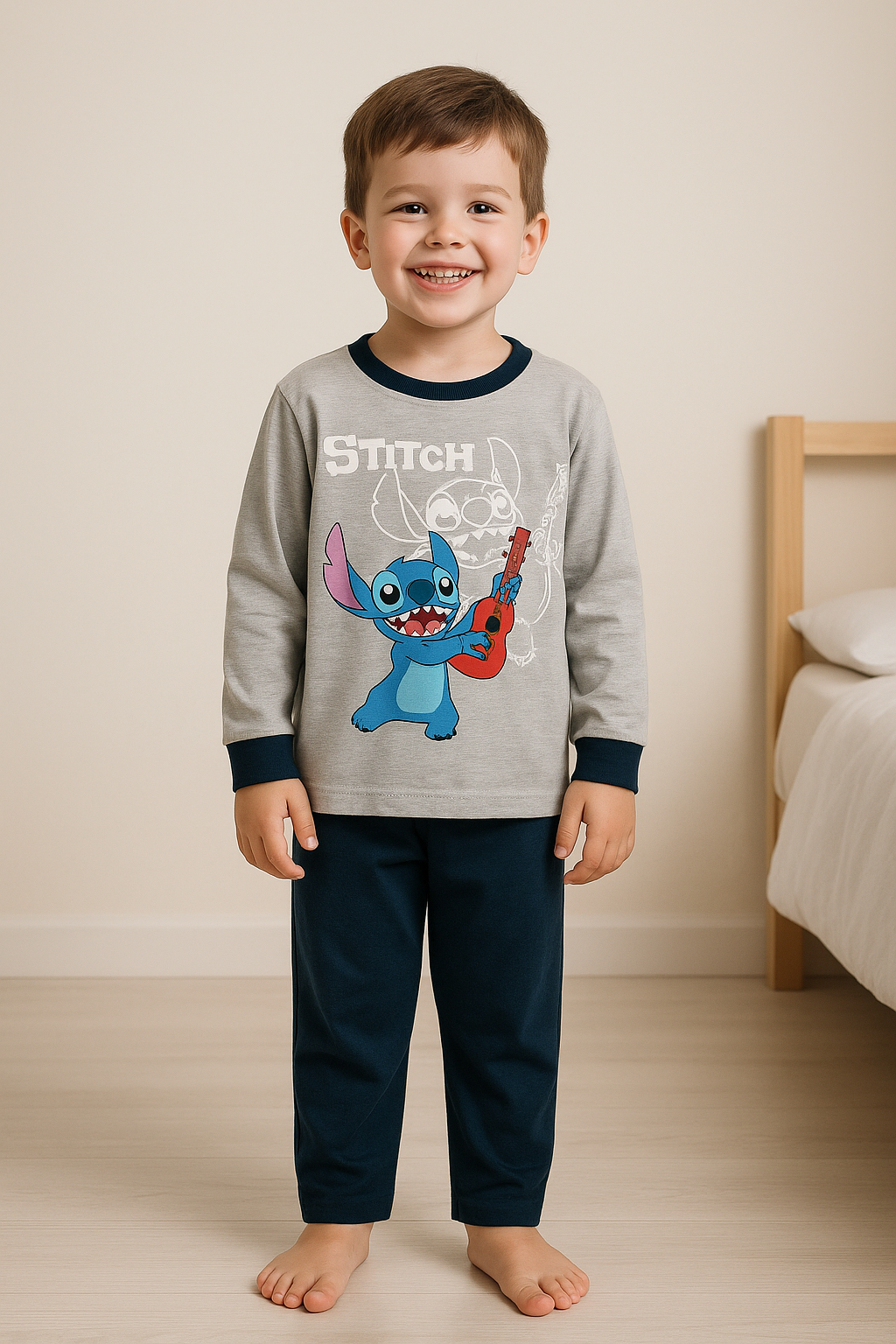Pijama Menino Stitch Guitarra – Conforto & Diversão | Algodão Suave