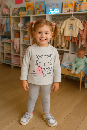 Sweatshirt Cinza Menina – Estampa Leopardo “You Make Me Feel So Big”