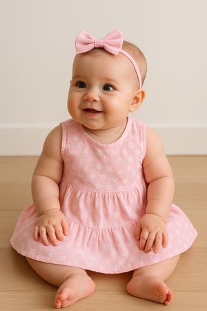Vestidinho de Algodão com Tapa Fraldinhas Florzinhas