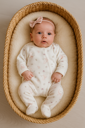 Babygrow de Veludo Branco para Bebé com Raposinhas | Suave, Quentinho e Adorável