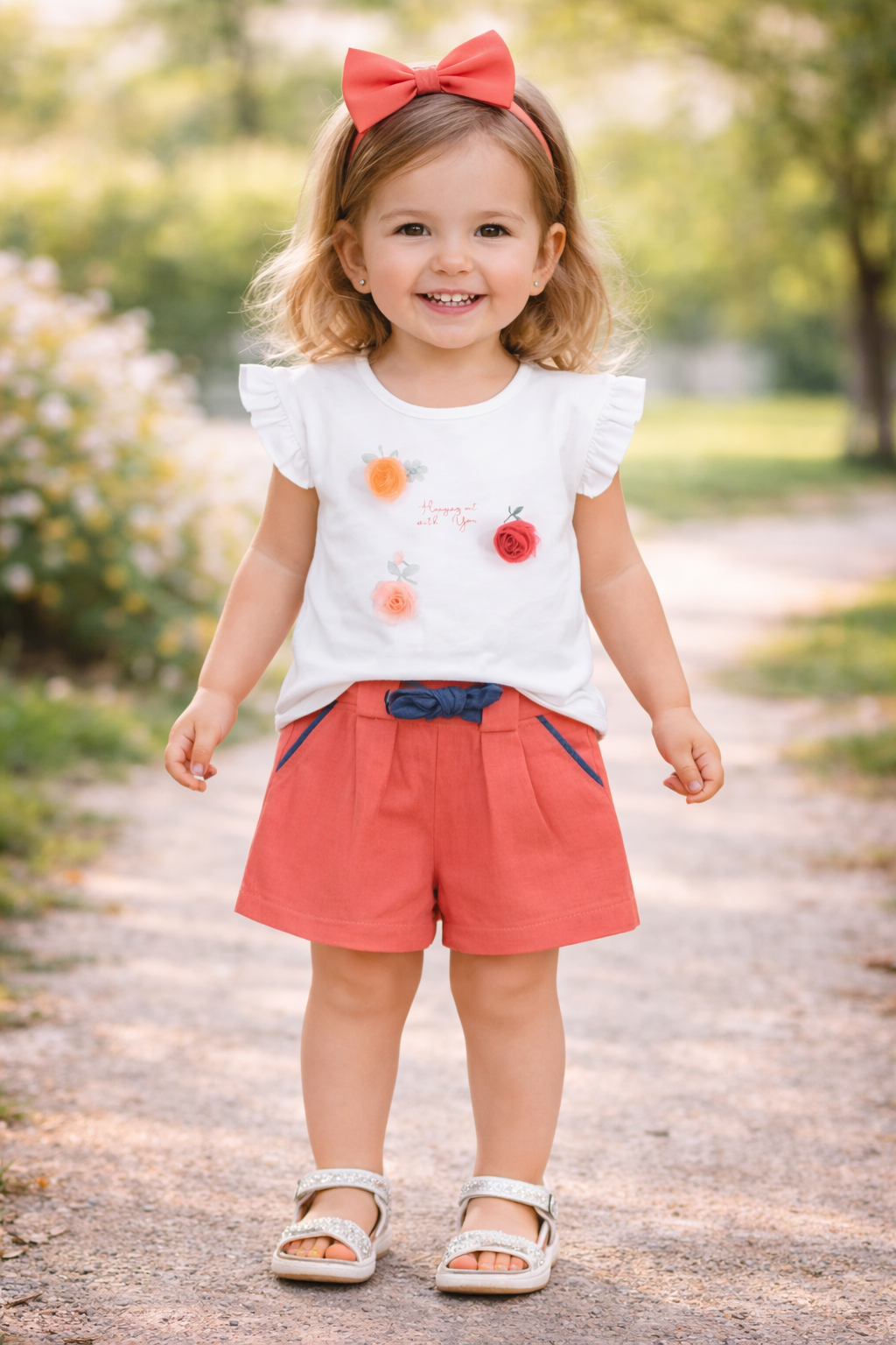 Conjunto Florzinhas Bebé | T-shirt e Calção de Algodão