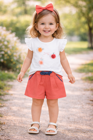 Conjunto Florzinhas Bebé | T-shirt e Calção de Algodão
