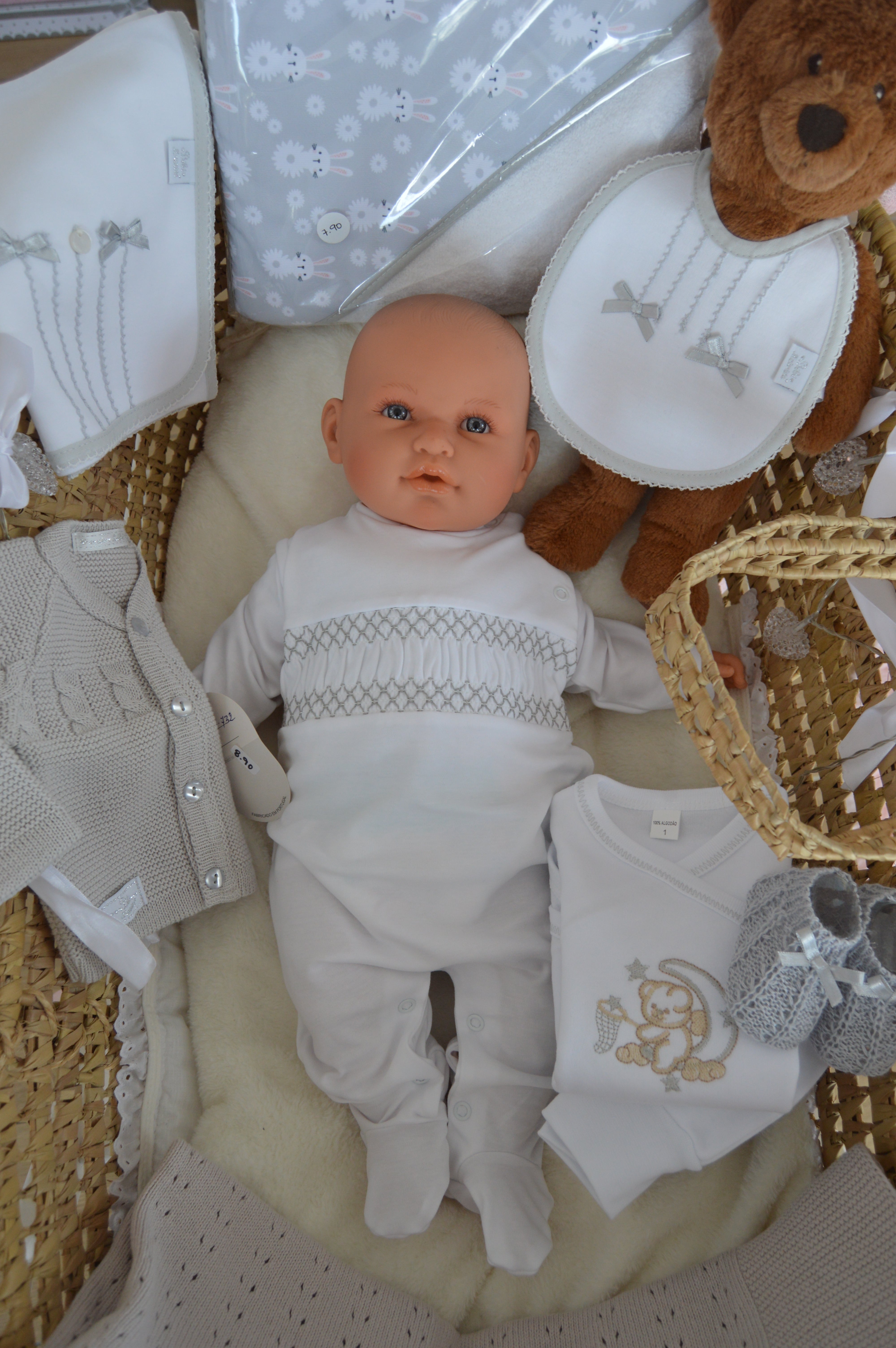 Babygrow Algodão Favos Cinza