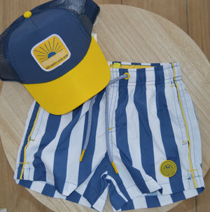 Calções de Praia Menino Riscas Azul e Branco | 3-7 Anos