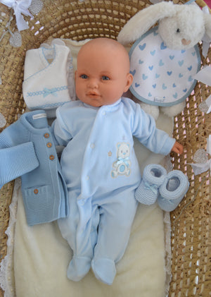 🧸 Babygrow Azul com Ursinho Bordado