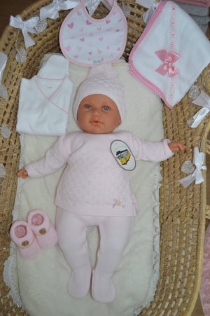 Conjunto de Malhinha de Inverno rosa bebé