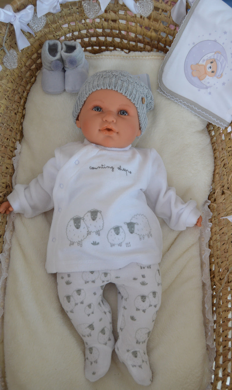 Babygrow de veludo com 2  peças Ovelhas