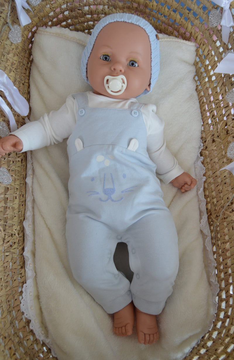 👶 Macacão Azul Bebé com Carinha de Animal – Dos 1 aos 12 Meses