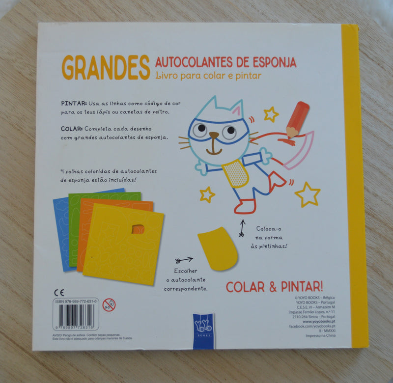 Livro Hipopotama - Grandes Autocolantes de Esponja livro para Colar e Pintar