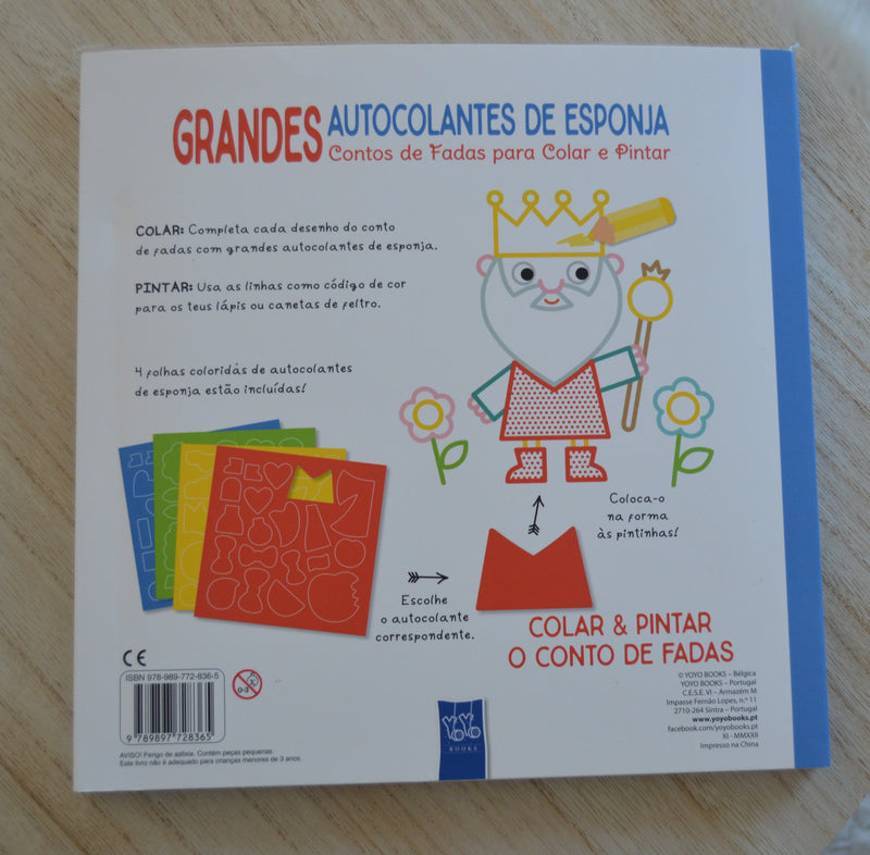 Livro Grandes Autocolantes de Esponja Contos de Fadas Para Colar e Pintar Branca de Neve