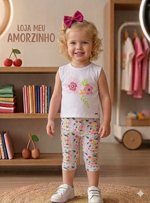 Legging Pirata Menina Estampado Colorido | 3-6 Anos