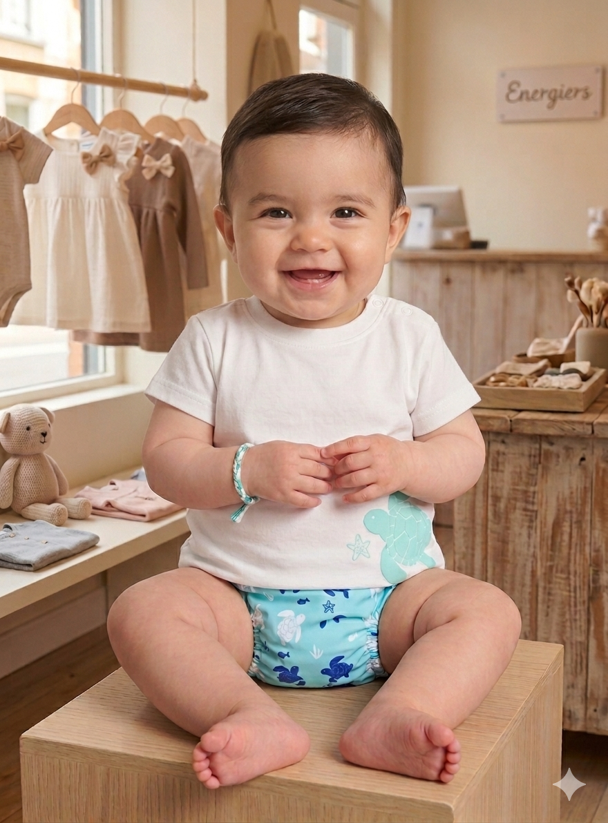 T-shirt de Praia Tartaruga | Bebé Menino 6-24 Meses | 100% Algodão UV