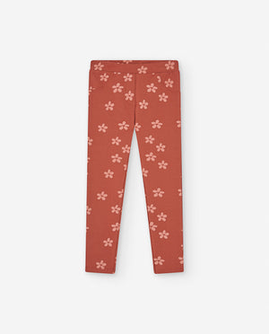 Legging cor de tijolo com flores