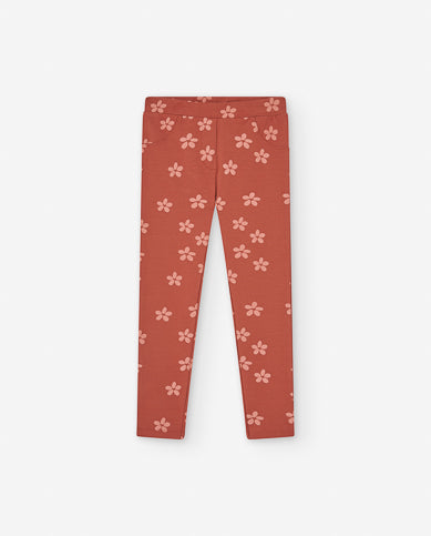 Legging cor de tijolo com flores