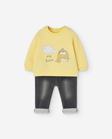 Conjunto Pinguins Camisola Amarela