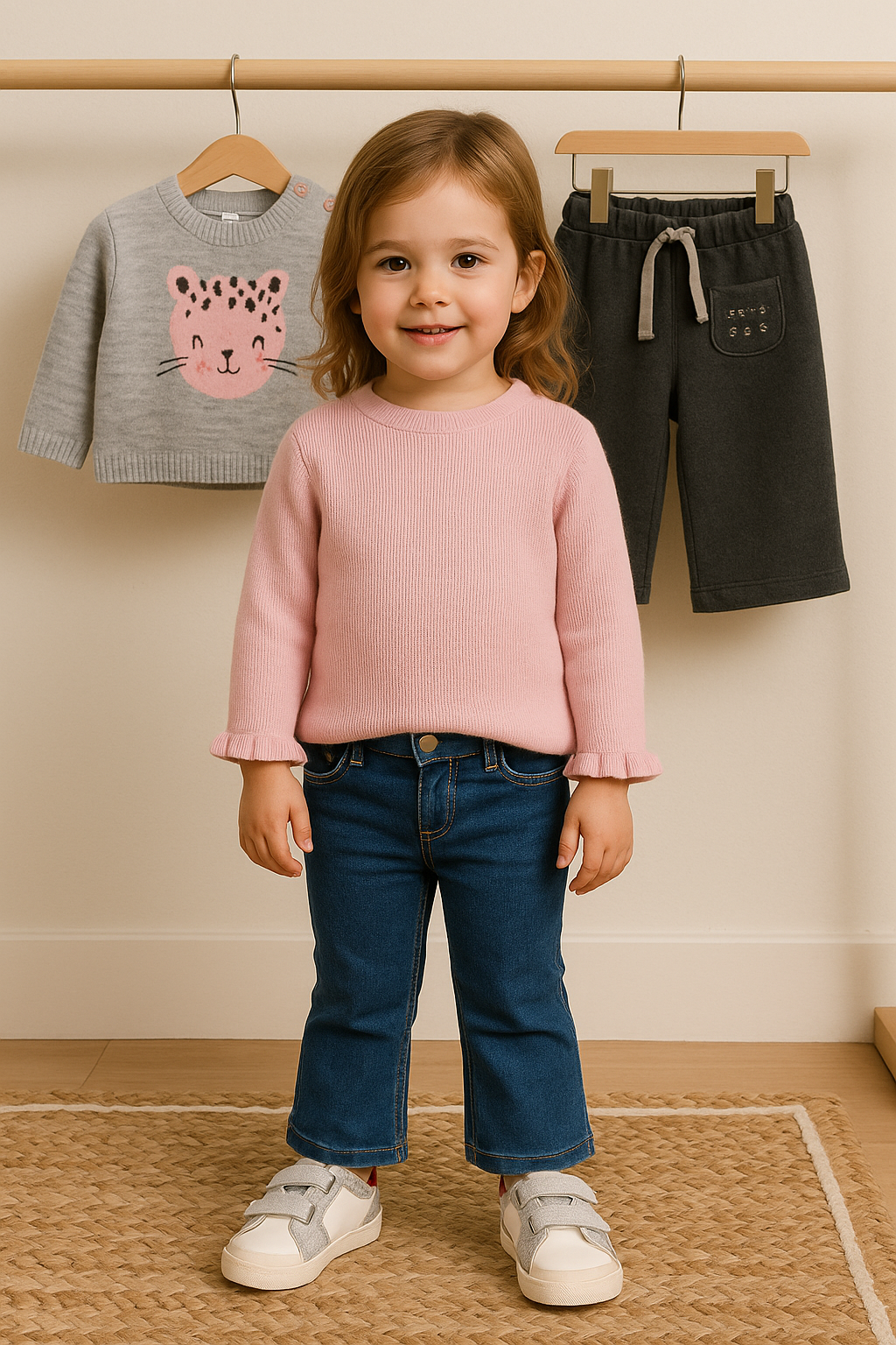 Camisola de Malha Rosa Menina – Detalhe de Folhos nas Mangas